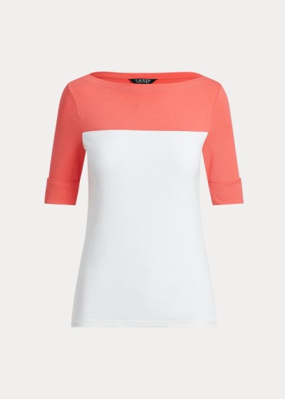 Ralph Lauren Two-Tone Boatneck Top Dame Danmark (BUIXV9864)